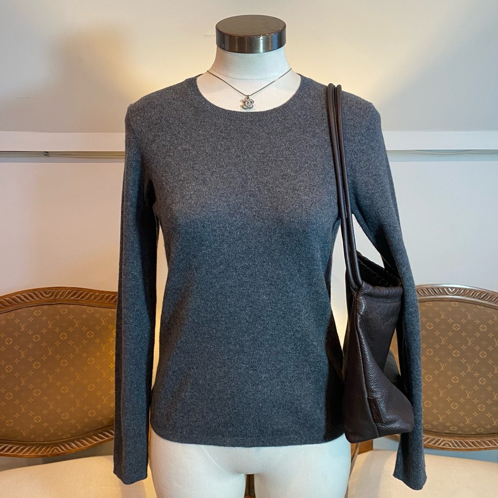 Ann Taylor Charcoal Gray 100% Cashmere Sweater - Picture 1 of 3